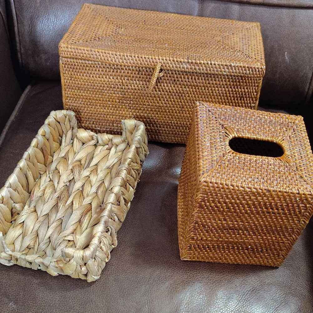Woven Rattan Home Accent Set - Brown Sale $45